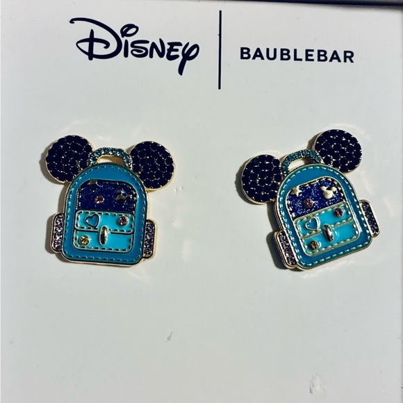 BaubleBar Disney Blue Backpack Mickey Mouse ears earrings - Picture 2 of 5